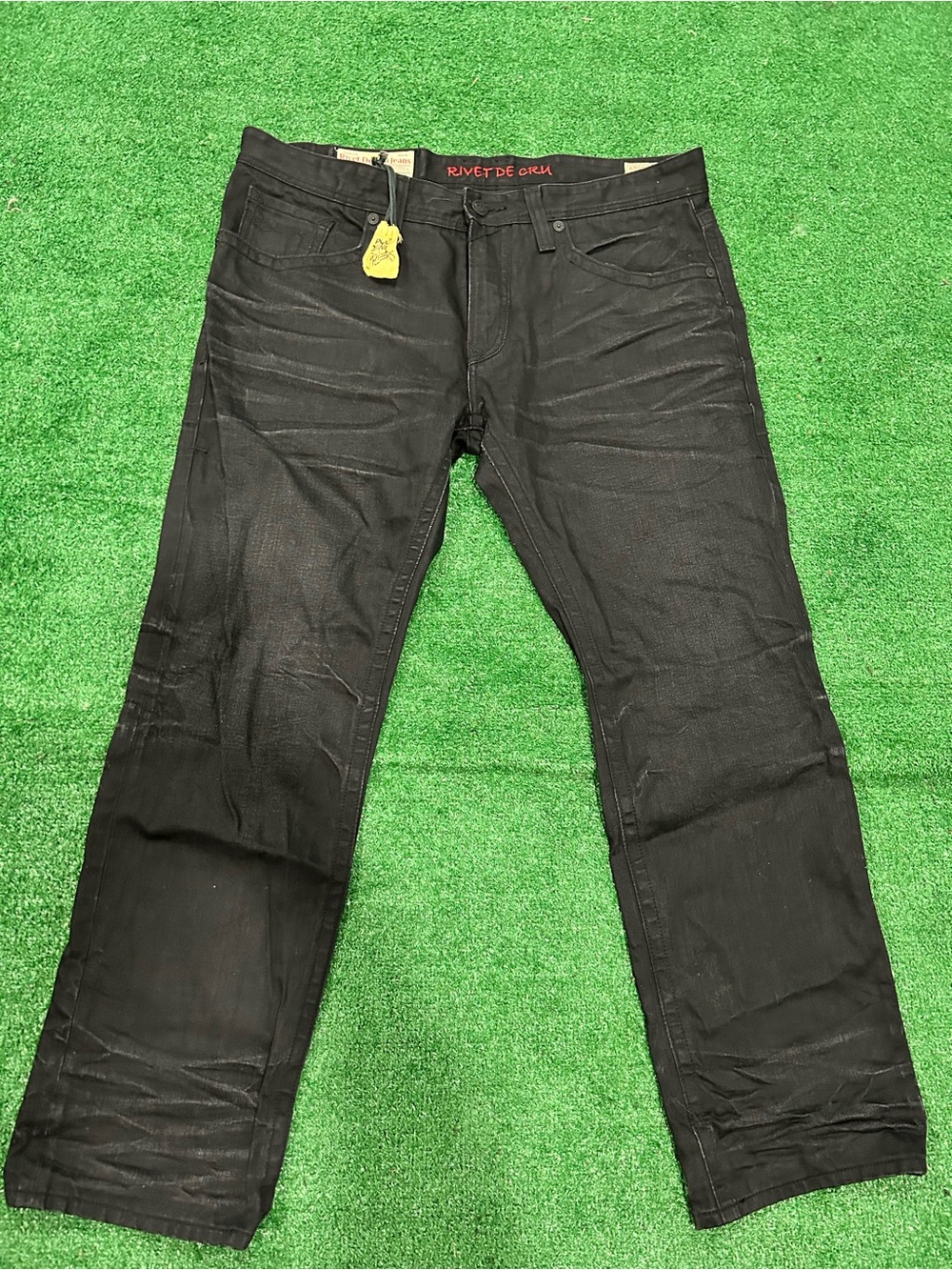 Riveted Crew Black Straight Men's Jeans